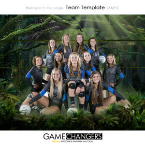 Jungle Wild Volleyball Net Sports Team Photoshop Template: Digital Background for Photographers