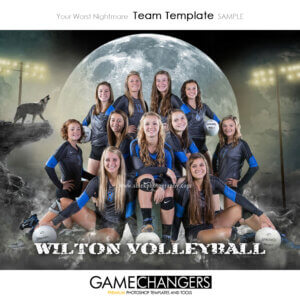 Moon with Lights Fog Smoke Nightmare Volleyball Sports Team Photoshop Template: Digital Background for Photographers