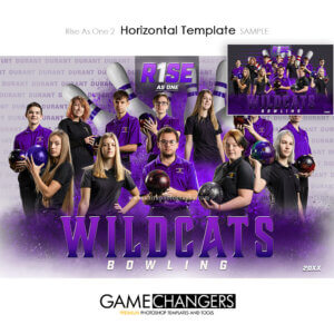 Creative bowling digital photoshop poster template for high school senior team with bowling pins by shirk photography.