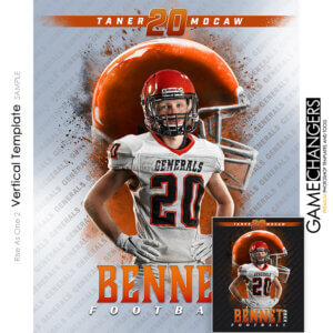 Unique football digital photoshop banner template for high school senior with helmet by shirk photography.