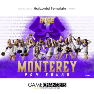Cool dance cheer digital photoshop banner template for high school team pom with cheer bow by shirk photography.