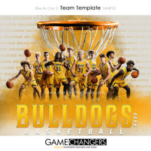 Digital background for basketball team poster with hoop and dust explosion by shirk photography.