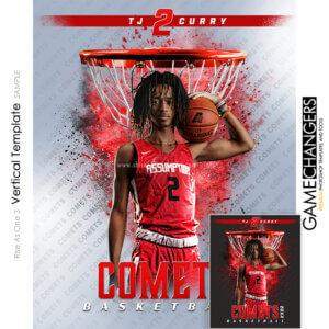 Creative photoshop template for high school senior basketball banner composite.
