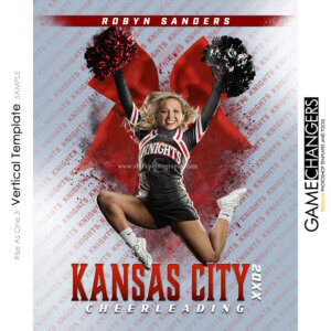 Fun photoshop template for senior cheer, pom or dance banner.