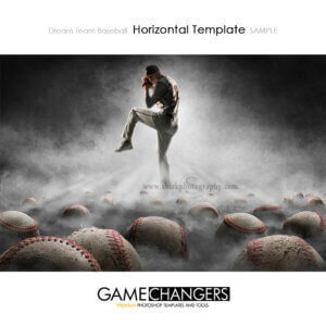 Baseball Player Sports Senior Horizontal Banner Portrait Creative Dream Fog Digital Background Photoshop Template Composite Ideas Photographers