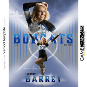 Creative photoshop template for cheer with customizable Highlight Zone digital background.