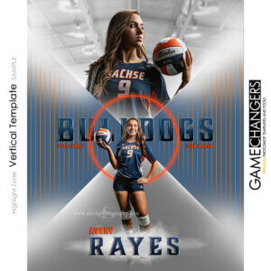 Creative photoshop template for volleyball with customizable Highlight Zone digital background.