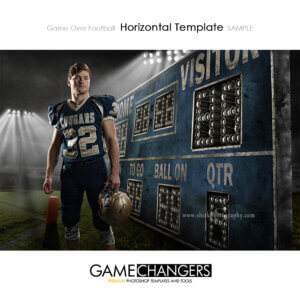 Game Over scoreboard football field lights Sports Template individual Photoshop Digital Background for Photographers
