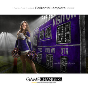 Game Over scoreboard Cheer football field lights Sports Template individual Photoshop Digital Background for Photographers
