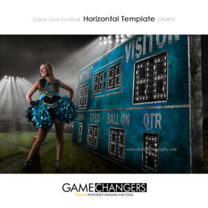 Game Over scoreboard cheer football field lights Sports Template individual Photoshop Digital Background for Photographers