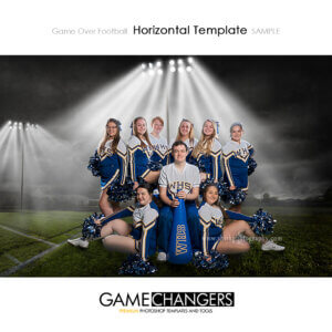 Game Over cheer football field lights Sports Template team Photoshop Digital Background for Photographers