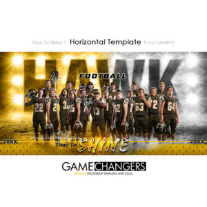 Unique Creative photoshop template for football with customizable Time To Shine digital background.