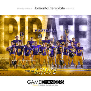 Unique Creative photoshop template for football with customizable Time To Shine digital background.
