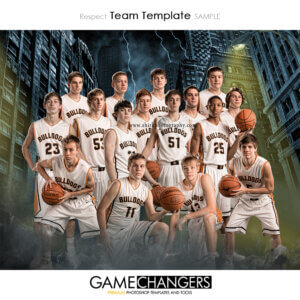 City Buildings Lightning Basketball Sports Team Photoshop Template: Digital Background for Photographers
