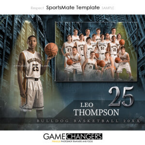 Basketball SportsMate : Respect Photoshop Template Memory Mate for Photographers with City Buildings at Night