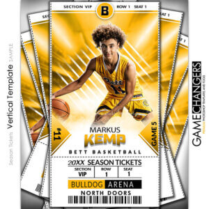 Unique Creative photoshop template for basketball with customizable Season Tickets digital background.