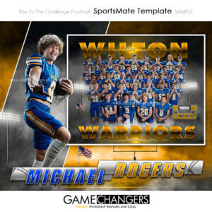 Unique Creative photoshop template for cheer and football with customizable digital background.