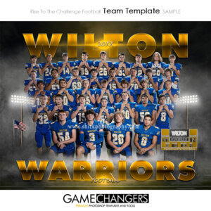 Unique Creative photoshop template for cheer and football with customizable digital background.