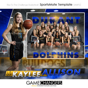 Unique Creative photoshop template for basketball with customizable digital background.
