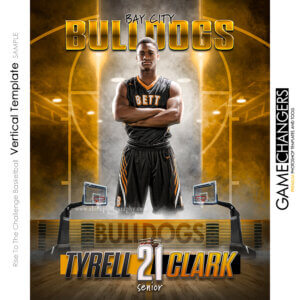 Unique Creative photoshop template for basketball with customizable digital background.