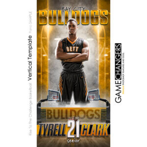 Unique Creative photoshop template for basketball with customizable digital background.