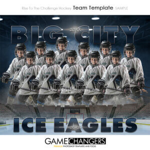 Unique Creative photoshop template for hockey with customizable digital background.