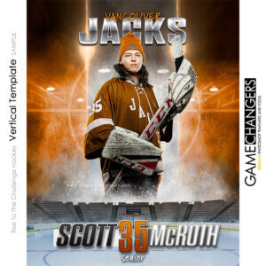 Unique Creative photoshop template for hockey with customizable digital background.