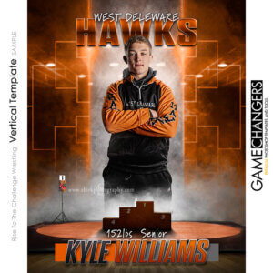 Unique Creative photoshop template for wrestling with customizable digital background.