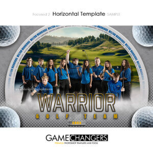 Unique Creative photoshop template for golfer with customizable words in digital background