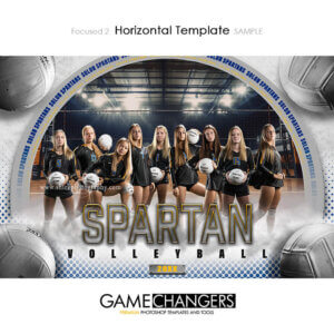 Unique Creative photoshop template for volleyball player with customizable words in digital background