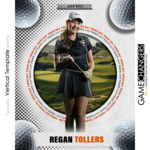 Unique Creative photoshop template for golfer with customizable words in digital background