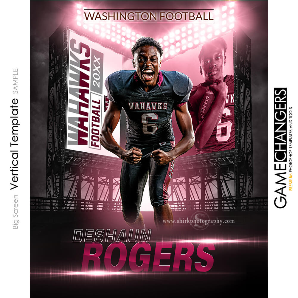 Big Screen Football Photoshop Template Digital Background Sports Team Game Changers Shirk Photography