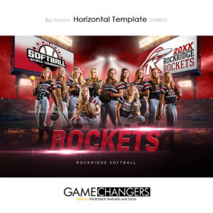 Big Screen Softball Photoshop Template Digital Background Sports Team Game Changers Shirk Photography