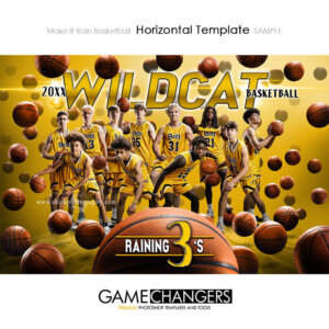 Make It Rain Basketball Horizontal Photoshop Template Digital Background Sports Team Game Changers Shirk Photography