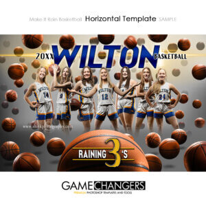 Make It Rain Basketball Horizontal Photoshop Template Digital Background Sports Team Game Changers Shirk Photography