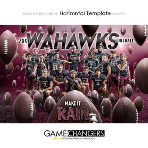 Make It Rain Football Horizontal Photoshop Template Digital Background Sports Team Game Changers Shirk Photography