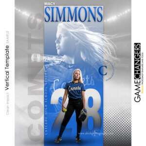 Clean Impact softball vertical Photoshop Template Digital Background Sports Team Game Changers Shirk Photography