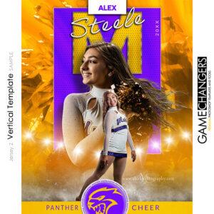 Jersey 2 Cheer Vertical Photoshop Template Digital Background Sports Team Game Changers Shirk Photography