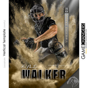 Sandstorm Baseball Catcher Powder Horizontal Photoshop Template Digital Background Sports Team Game Changers Shirk Photography