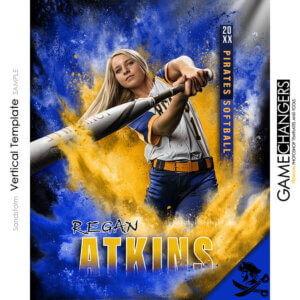 Sandstorm Softball Powder Vertical Photoshop Template Digital Background Sports Team Game Changers Shirk Photography