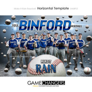 Make It Rain Baseball Horizontal Photoshop Template Digital Background Sports Team Game Changers Shirk Photography