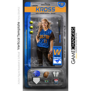 Action Figure Vertical Baseball and Softball Photoshop Template Digital Background Sports Team Game Changers Shirk Photography