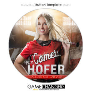 Dust and Glory Button Photoshop Template Digital Background Sports Team Game Changers Shirk Photography