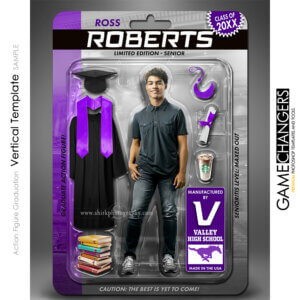 Action Figure Vertical Graduation Photoshop Template Digital Background Sports Team Game Changers Shirk Photography