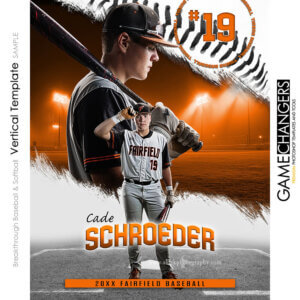 Customizable softball senior banner design with batters box, home plate and epic stadium scene