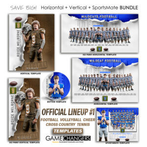 Alternative view of Official Lineup 1 (Football – Volleyball – Cheer – Cross Country – Tennis – Track) Photoshop Templates + Tutorials