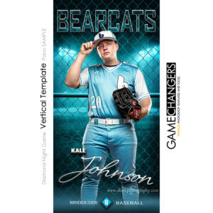 Baseball vertical Photoshop template featuring individual athlete