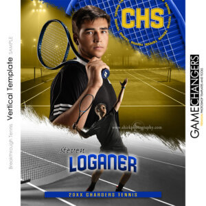 Tennis vertical Photoshop template featuring tennis court racket grunge, Tennis
