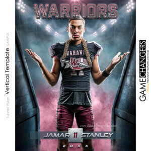 Football vertical Photoshop template featuring individual athlete