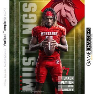 Football vertical Photoshop template featuring individual athlete